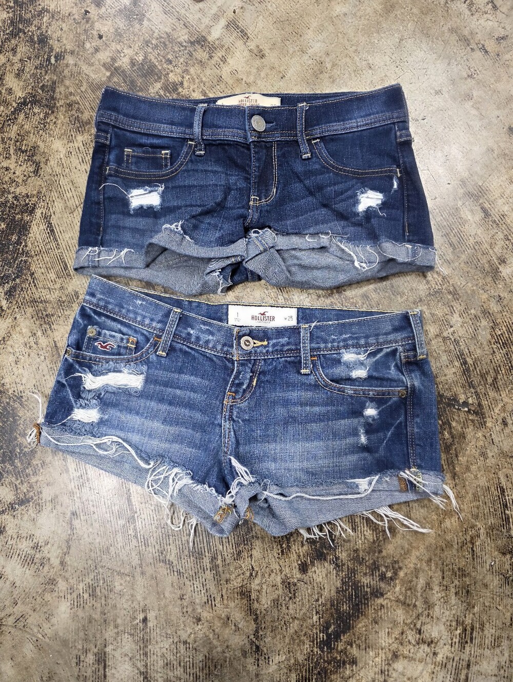 Hollister Sz 1 Vintage Denim Mini Shorts Y2k Low Rise